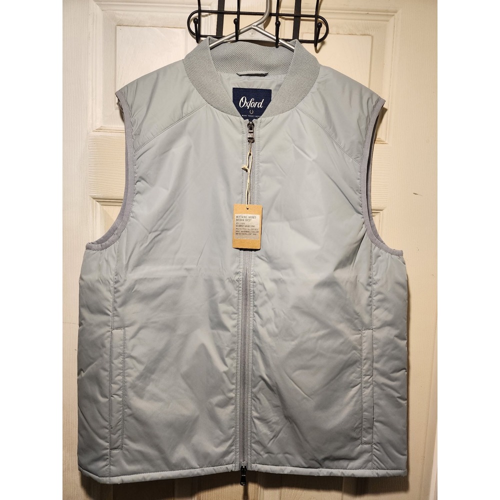 Oxford Watkins Mixed Media Vest Quarry Gray Size Medium Mens Water Repellent New